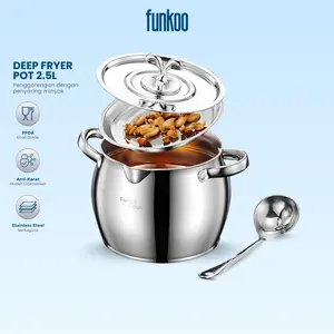 Funkoo Deep Fryer 2,5L SUS 304 | Wajan Penggoreng Multifungsi Dengan Tirisan Minyak Funkoo Deep Fryer 2,5L SUS 304 | Wajan Penggoreng Multifungsi Dengan Tirisan Minyak