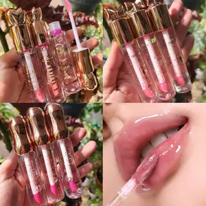 Lipglos Pelembab Bibir HL Lipglos Tutup Gold Liquid
