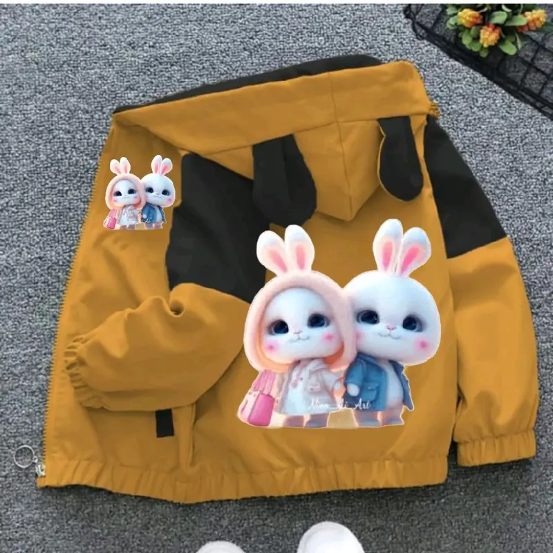 jaket hoodie anak kombinasi bergambar kelinci imut&lucu paling banyak dicari bahan bagus jaket waterproof jaket musim dingin jaket untuk anak perempuan umur 1-12 tahun Bayi 7