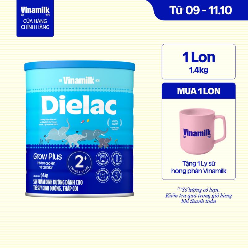 Sữa Non Vinamilk Dielac Grow Plus 2+ HT 1400g (Cho Bé Từ 2 - 10 Tuổi)