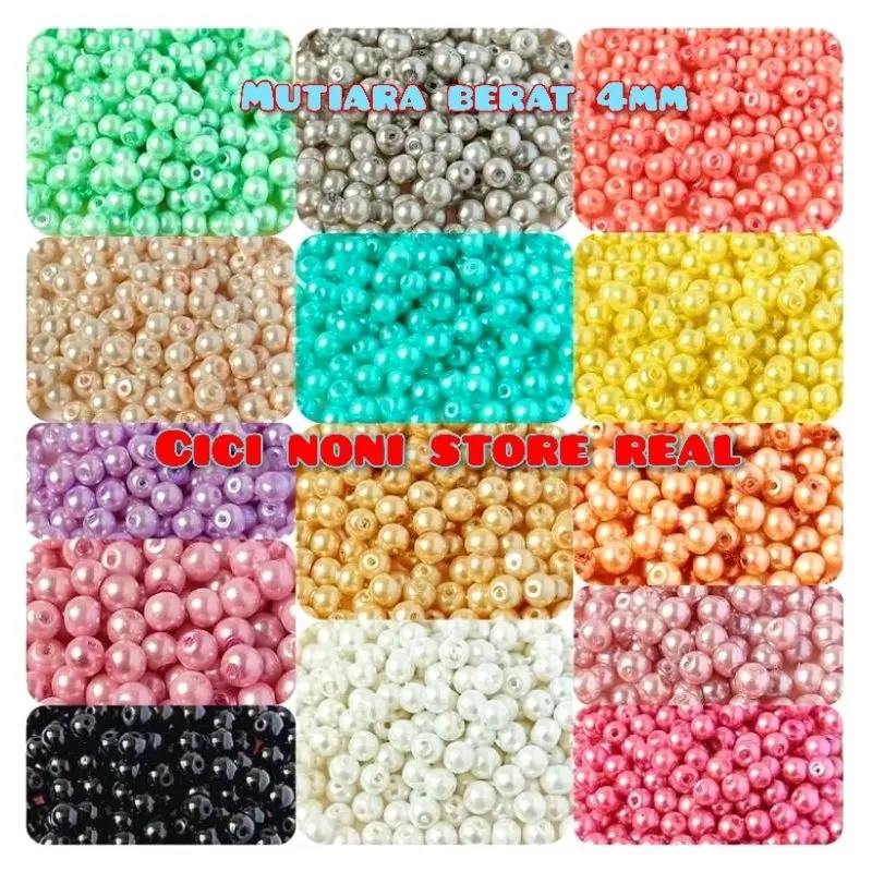 Mutiara Sintetis Berat Lubang Tembus Ukuran 4 mm 10 gram manik Kerajinan beads payet meronce luxury mini set banel kirana 🪩 gfriend glass seed