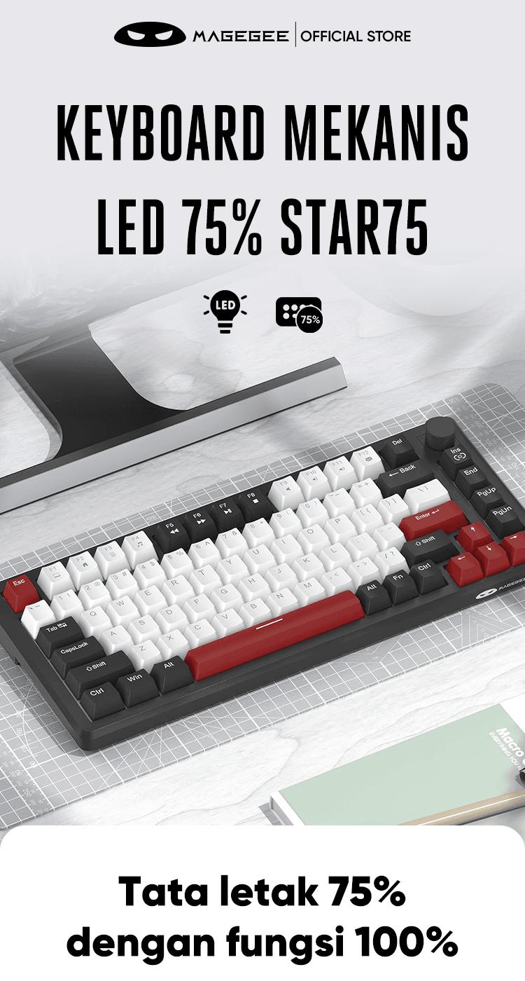 Product Introduction of MAGEGEE Mechanical Keyboard Wired Gaming LED Light 75% Layout Black Switch/Brown Switch/Red Switch/Yellow Switch STAR75 0