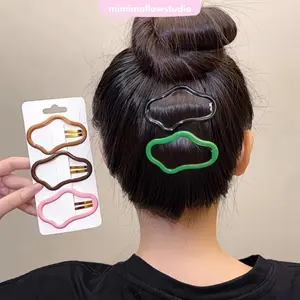 MimimallowStudio Jepitan Korea Wavy Satu Paket isi Lima Wanita Coklat Hijau Hitam Pink Clips