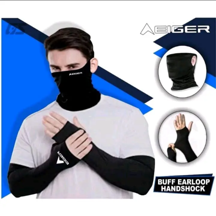 Paket Hemat buff masker Lubang kuping Dan deker tangan jempol pria wanita 2