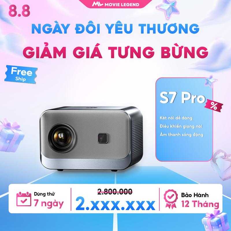 [ TẶNG MÀN ] [ HN1 ] Máy Chiếu Mini Movie Legend S7 Pro - Hỗ Trợ Full HD Projector Bluetooth Xem Phim - SNTT