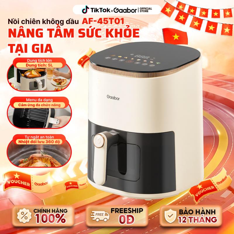 Gaabor | Nồi chiên không dầu Gaabor AF-45T01A điện tử dung tích 5 lít dùng cho gà, vịt nguyên con dưới 1200g công suất 1350W đa năng thiết kế đẹp mắt Nấu ăn cooker noi chien gaabor nướng lò nướng hấp sấy air fryer