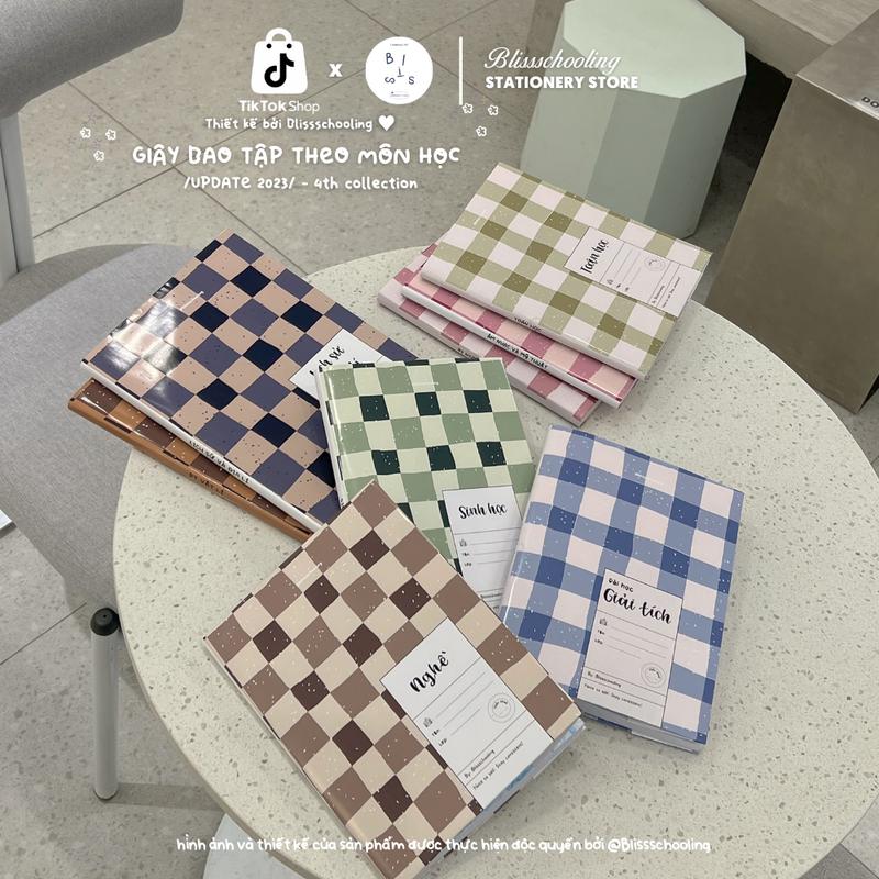  Giao từ 3 tờ   LẺ  Giấy Bao Tập Bao Vở Bao Sách Theo Môn Học Caro Đơn Giản | Pastel 4th Edition | By Bliss 