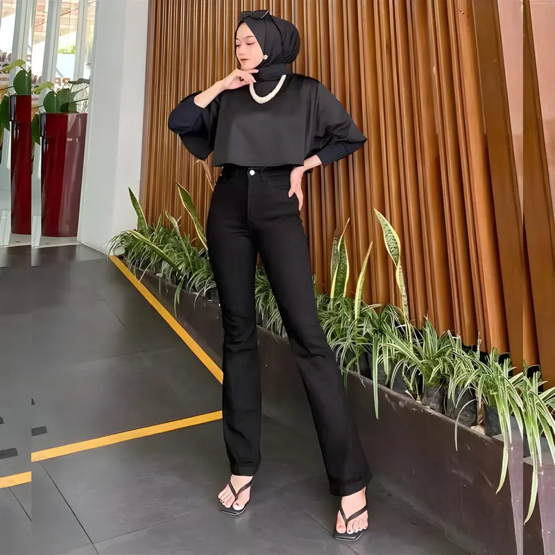 High Waist Jeans Streach Wanita Cutbray || Korean Style Straight Loose Cutbray Wanita Premium || Cutbray Jeans Wanita Bahan Melar Panjang Tebal 6