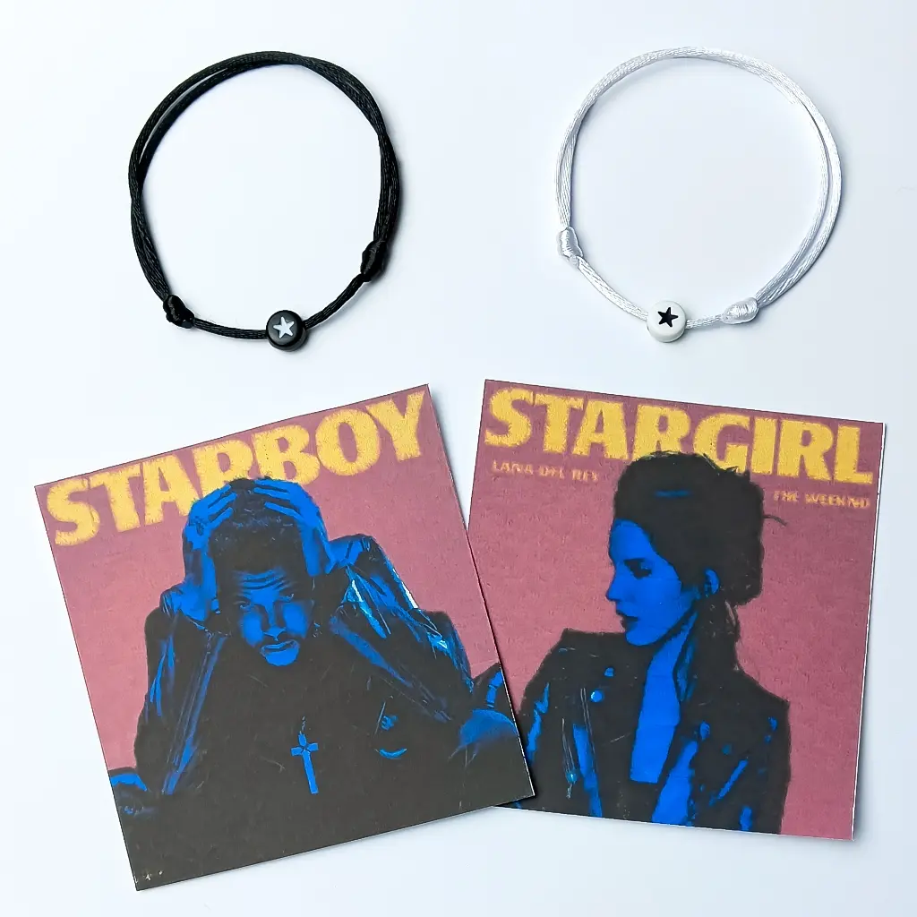Gelang Couple Starboy Stargirl Viral (2pcs) Logo Star Convers Y2k 1mm Tipis gelang tali satin
