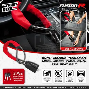 Kunci Gembok Pengaman Stir Mobil Seat Belt Kabel Baja Kuat Anti Maling Kunci Gembok Pengaman Stir Mobil Seat Belt Kabel Baja Kuat Anti Maling