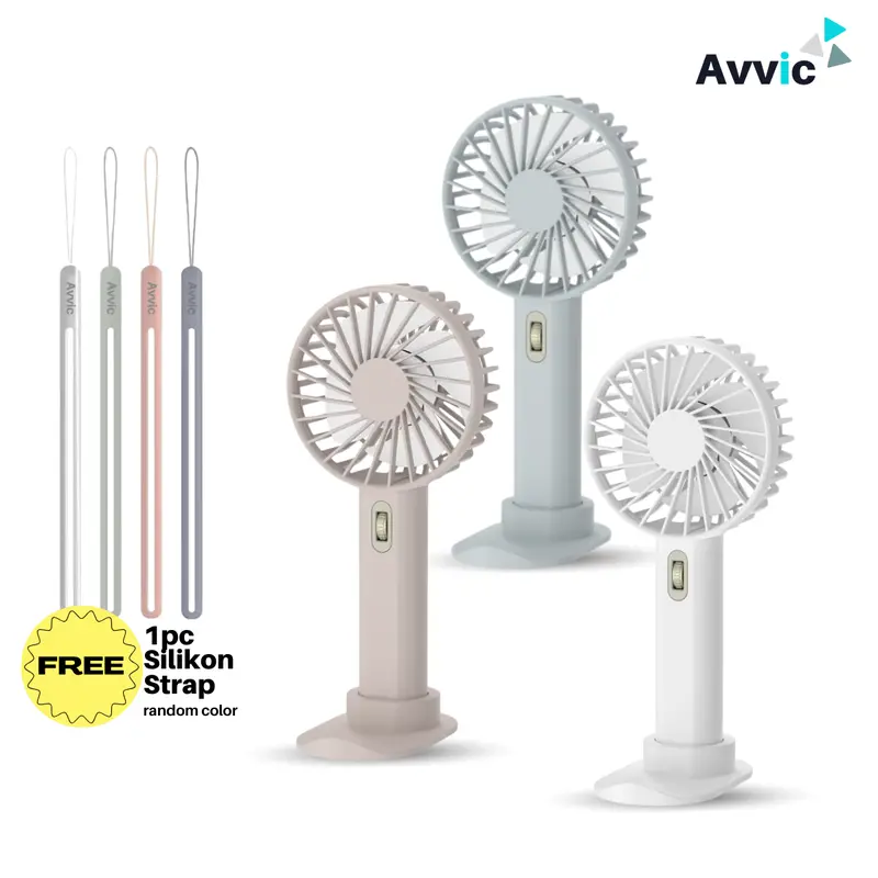 AVVIC DQ238 Kipas Angin Mini High Speed Handheld Fan Portable Rechargeable with Phone Stand Green White 0