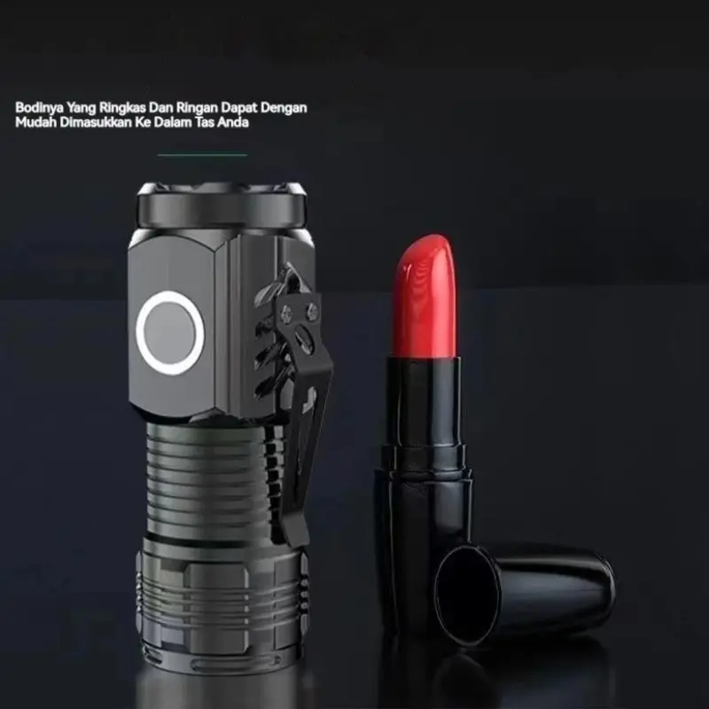 Senter Mini LED 3 Mata / Senter Lampu Mini Anti Air Super Terang / Senter Mini Rechargeable FREE Usb 1