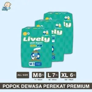 LIVELY Popok Dewasa Tipe Perekat Premium Size M8 L7 XL6 | Popok Dewasa Tipe Perekat / Adult Diapers Tape | LIVELY Dewasa Tipe Perekat