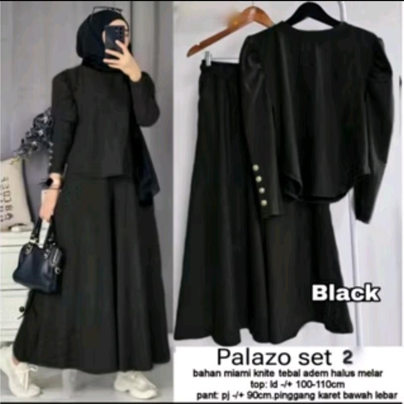 PALAZO SET 2 RIB KNIT CELANA KULOT TANGAN BALON INARA LD 110 / PALAZO SET POLOS / ONE SET OOTD WANITA KEKINIAN / BAJU SETELAN FASHION MUSLIM / ONE SET WANITA JUMBO DEWASA / SETELAN WANITA MUSLIM KEKINIAN / SET AISYA / SET PALAZO / SET LISA 4