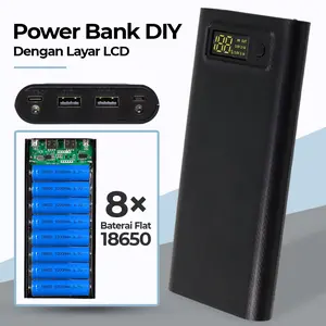 Kebidumei Power Bank DIY 8 Digital Tube Screen Digital - S8 - Black