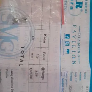 Anting Tindik Emas Solitaire White Gold 17K Semar Nusantara