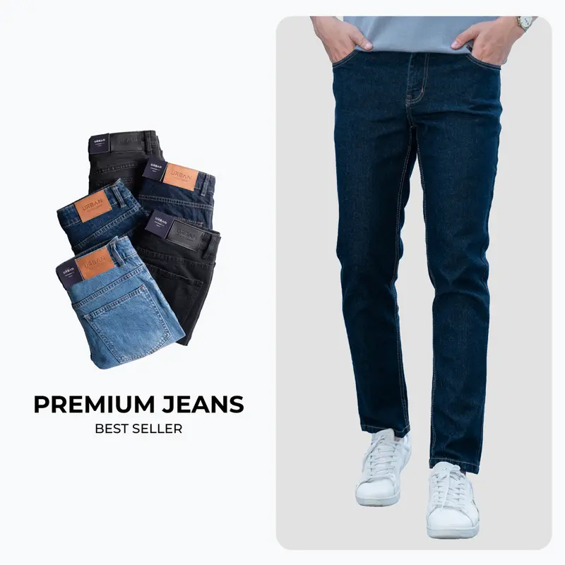 Quần bò jean nam Menswear Pants Có Túi cao cấp URBAN co giãn, dáng slim, vải denim cao cấp, bền màu, không nhăn Menwear NO1606 bigsize, ống suông đứng jean 1