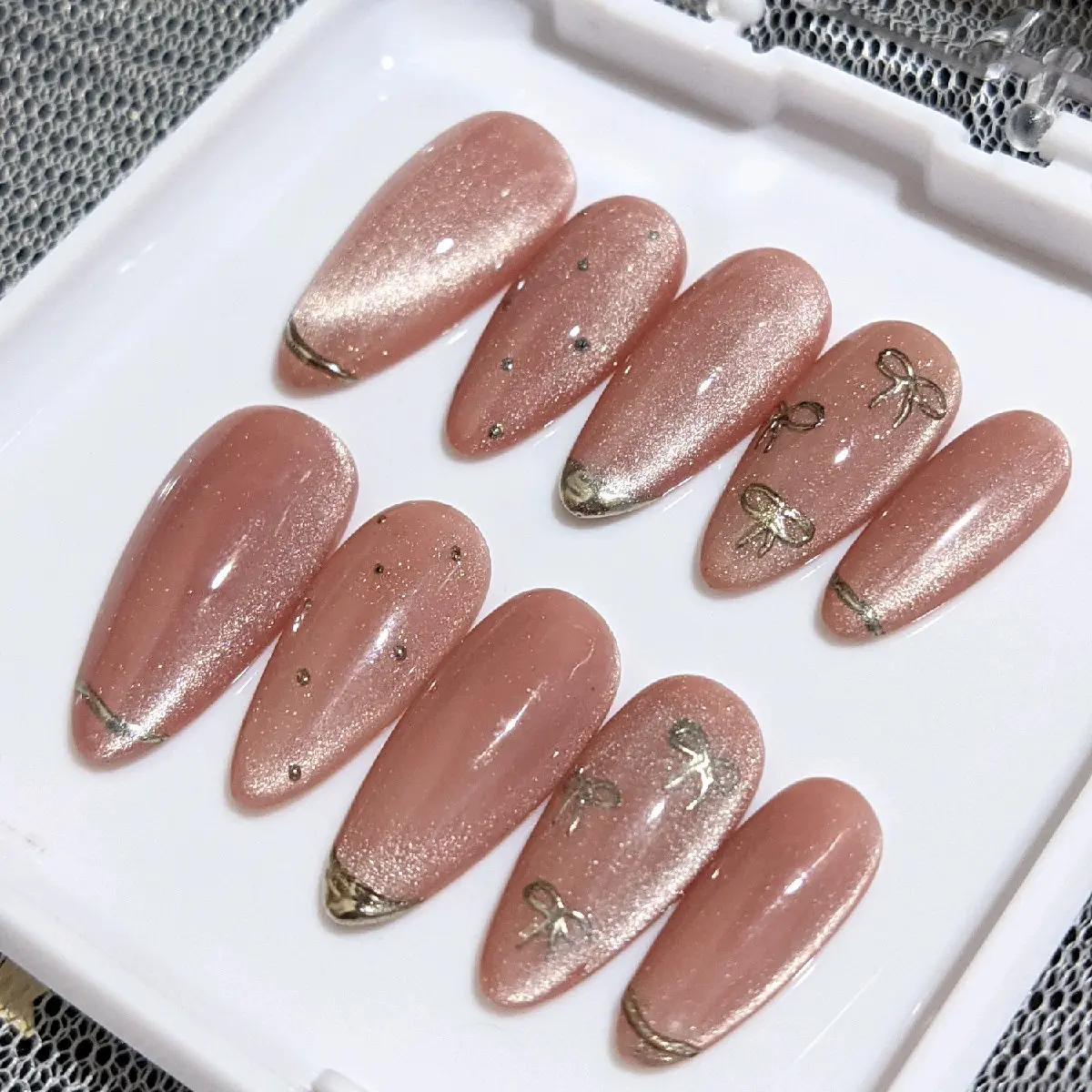 Press on Nail Cat eye pink, Coquette, pink mewah, cat eye, Press on nail cat eye, Kutek
