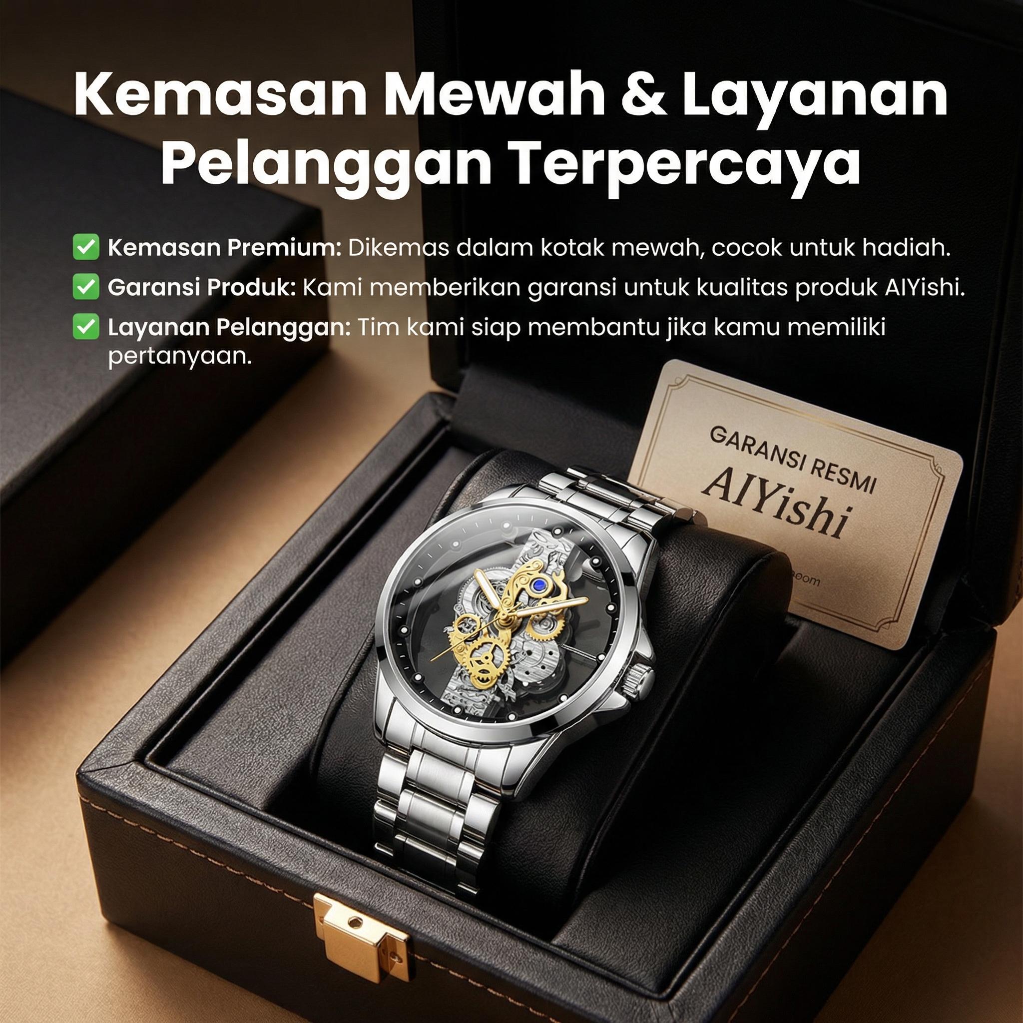 AIYISHI 1pc Men's Steel Strap Disc Quartz Watch, Transparent Bottom Cover 30m Life Waterproof Night Light Men's Watch, Men's Accessories