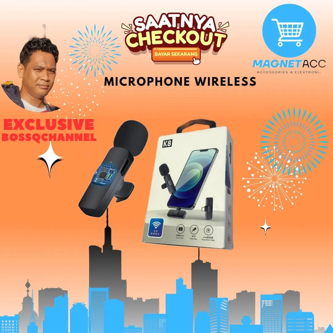 Special Collab @bossQchannel - MICROPHONE WIRELESS K8 Bluetooth Mikrofon