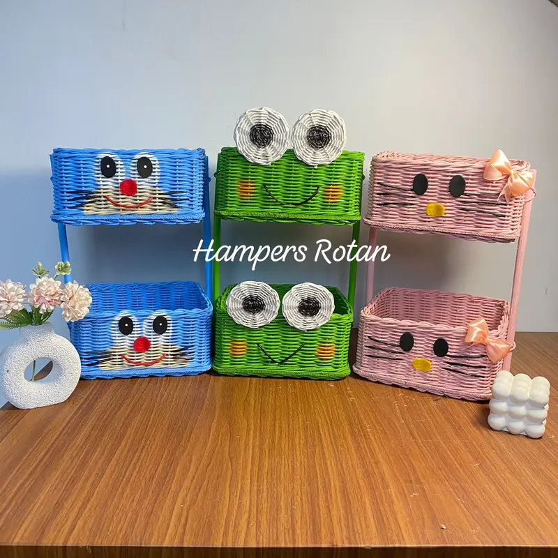 Rak Susun Kotak Rakit Sendiri Susun 2 Serbaguna/ Rak Bumbu Rotan/ Rak Kosmetik/ Hampers Rotan 0