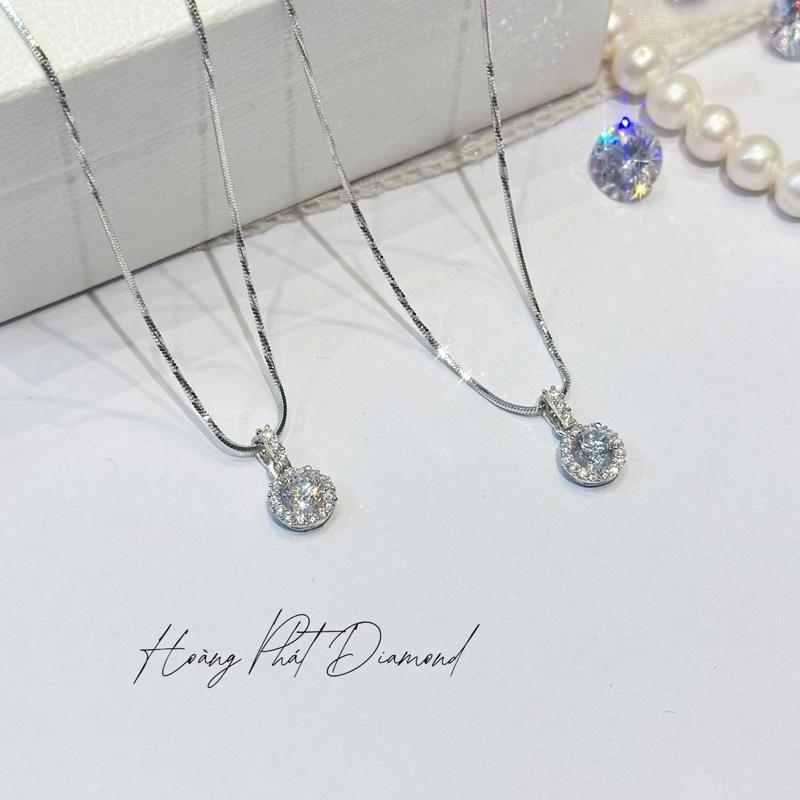 [ Hoàng Phát ] Trang Sức Dây Chuyền Bạc Ý 925 Mì Xoắn 4T5 (45cm) Phối Mặt Halo 5li Khoen Tấm X.o.à.n Nam Mỹ Xi Kim (P182)