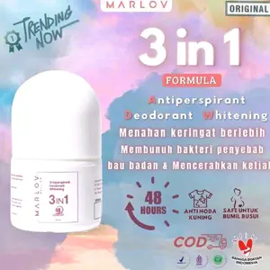 [PROMO SPECIAL] MARLOV ANTIPERSPIRANT DEODORANT WHITENING ROLL ON 3 IN 1 MENGHILANGKAN BAU KETIAK KERINGAT BERLEBIH