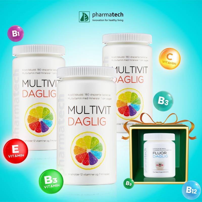Combo 3 Hộp Viên Uống Bổ Sung Vitamin Và Khoáng Chất PHARMATECH MULTIVIT DAGLIG 180 Viên