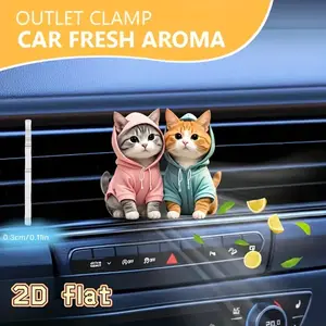Dekorasi Mobil Kucing Lucu - Gantungan Vent AC Mobil, Penjepit Diffuser Aromaterapi, Pengharum Mobil dengan Aroma Pilihan