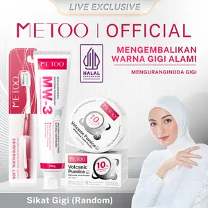 [FREE Sikat Gigi Soft] METOO GIGI PUTIH KOMBO SET BPOM- Bebas Sensitif / pemutih gigi / Membersihkan Noda Gigi / Bebas Karang Gigi / Gusi Sensitif / Pasta Gigi Probiotik-MW-3 Advanced whitening Toothpaste100g / Sikat Gigi Soft/ Teeth Whitening Powder 50g