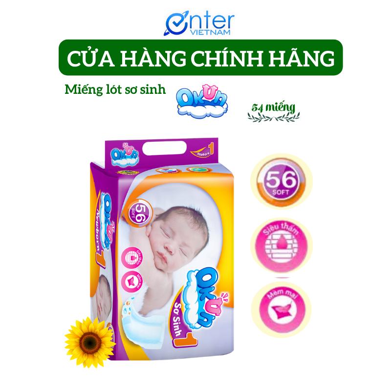 Miếng Lót Sơ Sinh 1 (Newborn1) 54 Miếng Okun Siêu Mềm, Siêu Thấm, Thoáng Khí, Kháng Khuẩn Cho Bé Bỉm