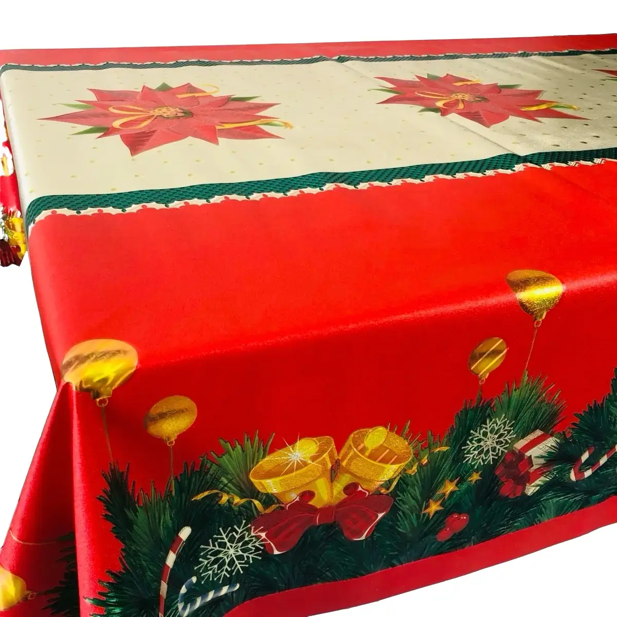 Taplak Meja Natal Pola 3D Taplak Meja Makan Tahan air Stempel panas PVC