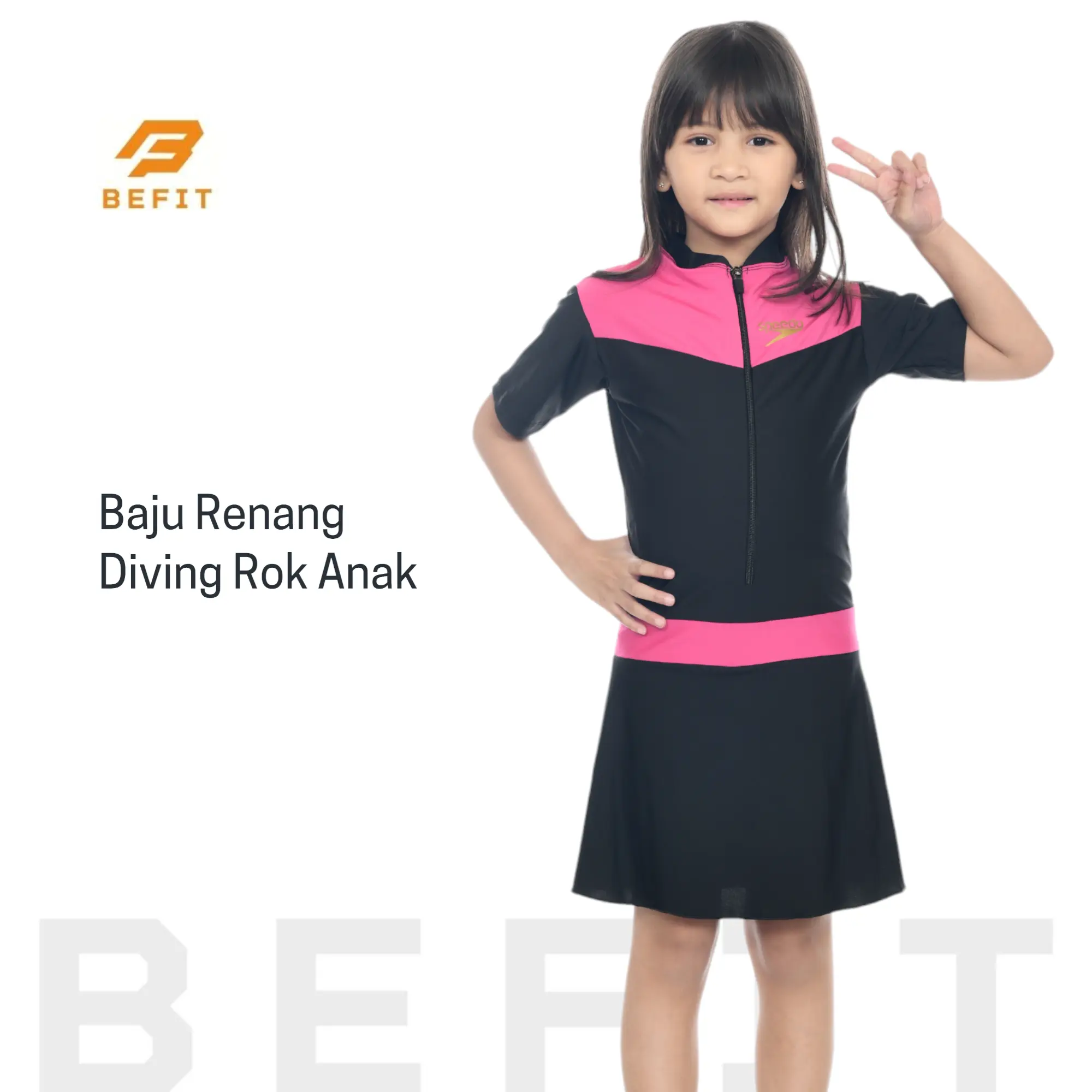 Baju Renang Diving Rok Anak Perempuan 6-12th Polos Sport