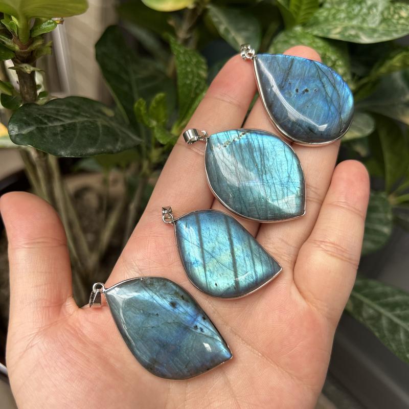 Product Introduction of Boutique tự nhiên Labrador Leaf Crystal&Healing Stone Necklace,Haped DIY Trang sức Mặt dây chuyền Women Charm 13