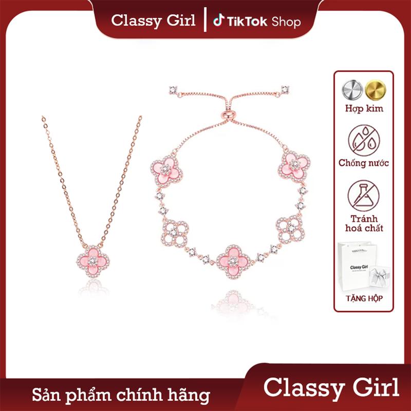  【Giảm giá ra mắt sản phẩm mới Vòng tay cỏ 4 bốn lá xà cừ phụ kiện nữ làm quà tặng cho bạn bè người thân phong cách thanh lịch sang trọng và nhẹ nhàng dành cho các cô gái-Classy Girl 
