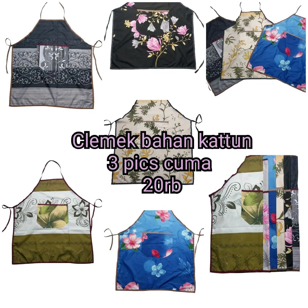 clemek bahan kattun mikro Apron