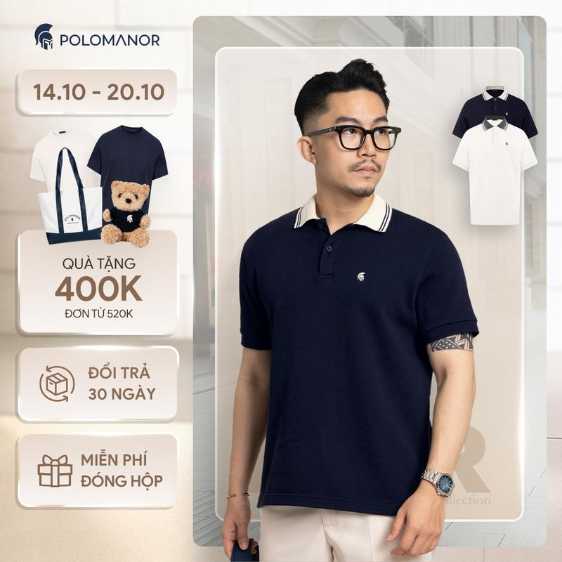 Áo polo nam TRAVIS vải cotton CVC Diamond thanh lịch, sang trọng - POLOMANOR Menswear Ngắn Tay Có Cổ