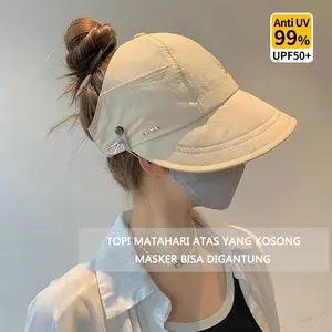 KAMOVA Topi Matahari Atas Wanita dengan Masker Pelindung Sinar UV Outdoor