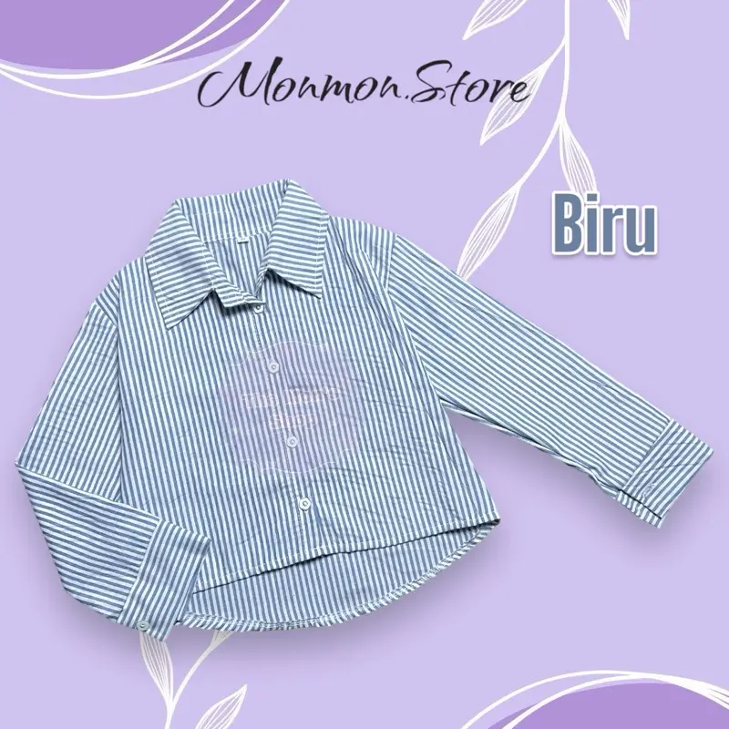 Blouse Kemeja Anak Motif salur katun 5-12 tahun ootd fashion viral atasan anak perempuan 1