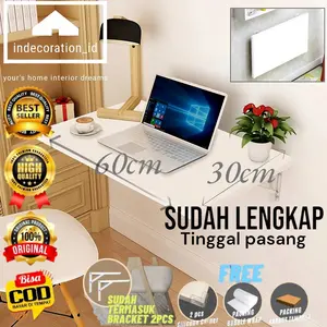 Meja lipat Dinding  60cmx40cm x1,5cm aesthetic Meja Komputer Dcor - Kayu Furniture Table Cafe meja anak kos meja belajar non Laci