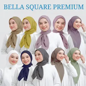 TERMURAH- Hijab Bella Square Segi Empat Pollyycotton Grade A / Ukuran 115x115cm Anti Letoy Anti Meleyot
