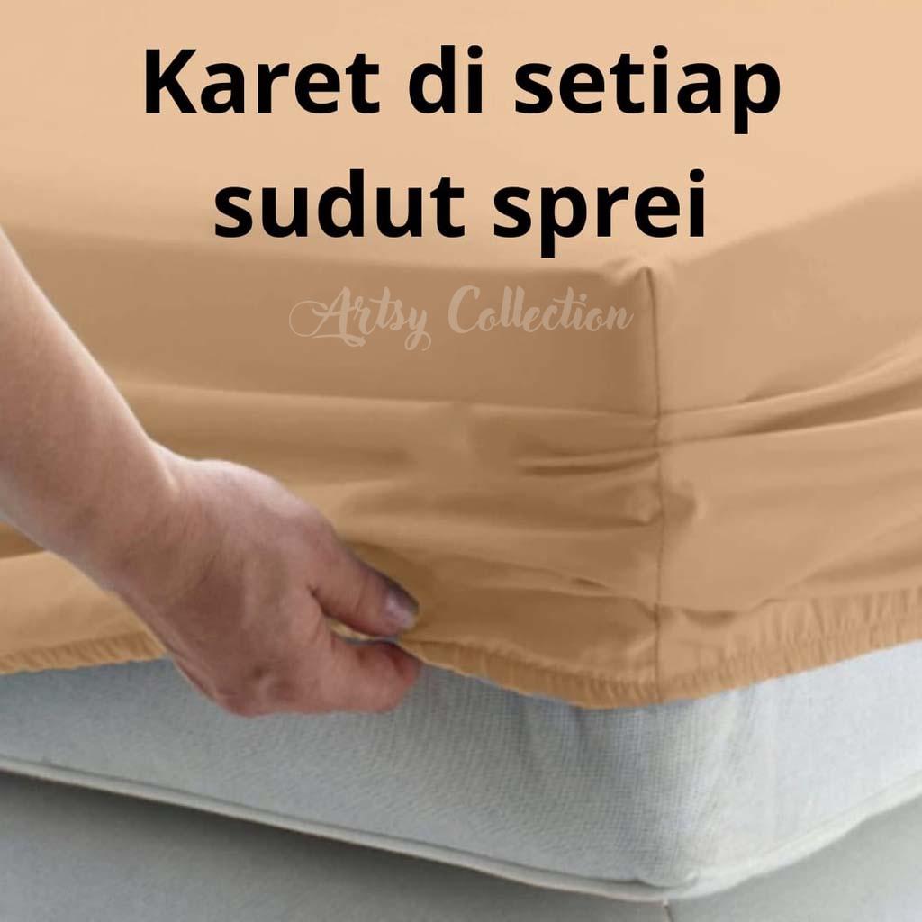 SPREI SET HOMEMADE KATUN DISPERSE MOTIF BEST SELLER Katun Hitam Lembut Karet Seprei