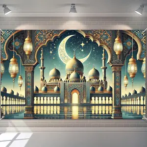 Latar belakang Selamat Hari Raya Idul Fitri, hiasan dinding dekoratif untuk mengungkapkan rasa syukur kepada Allah.