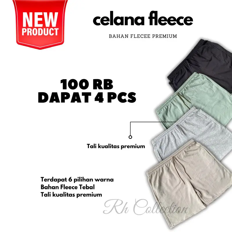 BANTING HARGA !!! Celana Pendek Broadshort Unisex Pria Wanita 100rb dapat 4 Pcs Celana Santai Nyaman Bahan Fleece 7