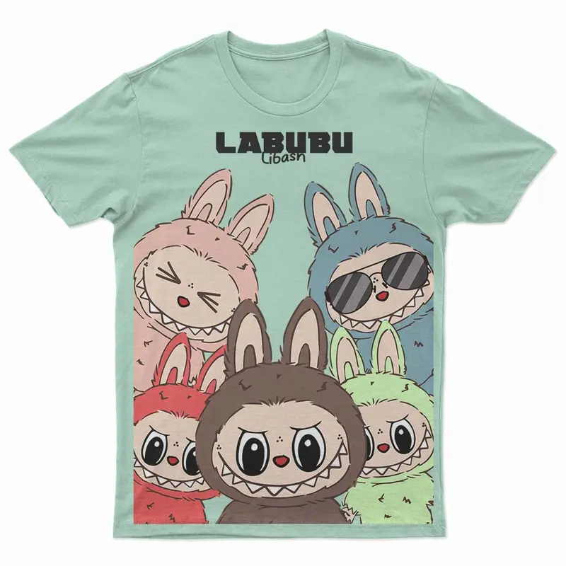 Libash Pakaian Anak Kaos Unisex Umur 3-8 Tahun Labubu Combed 30s Atasan Kids Fashion imut mustar kaos anak perempuan 7