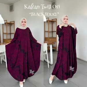 Kaftan twill bg collection warna burgundy Muslim