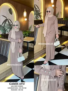 NZ - Gamis Ayu Ruffle Kancing Tangan Knit Condru untuk Wanita Muslim