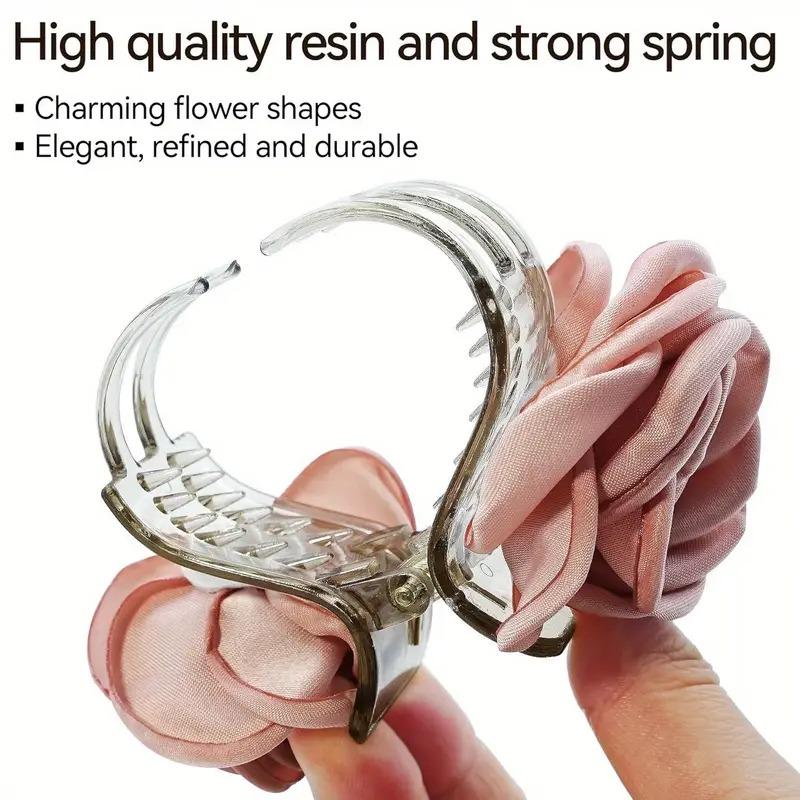 Product Introduction of 3pcs Elegant Vintage Rose Hair Claw Clips, Medium Size Fabric Floral Hair Accessories for Women, Fashionable Design for Daily Wear, Parties, Valentine'S Day 3
