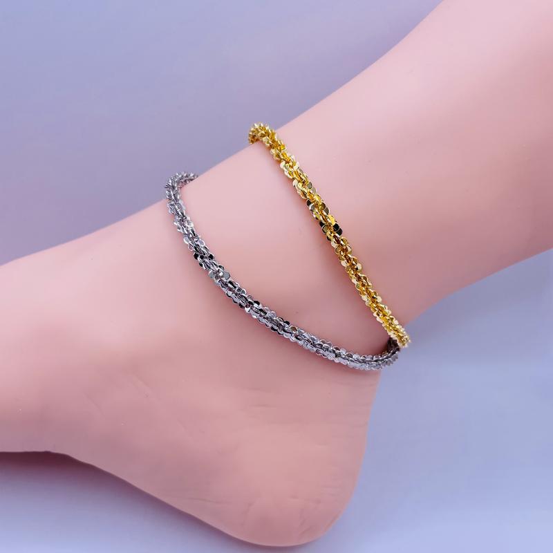 Lắc chân titan hoa mai Vòng chân titan kiểu dáng dây xù không phai không rỉ sét màu vàng hoặc trắng trangsucmoiluatuoi.RIN