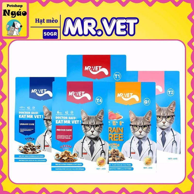 Hạt Mèo Mr.Vet 50g T1, T2, T3, T4, G1, E1, E2, E3, Phù Hợp Mọi Lứa Tuổi, Có…